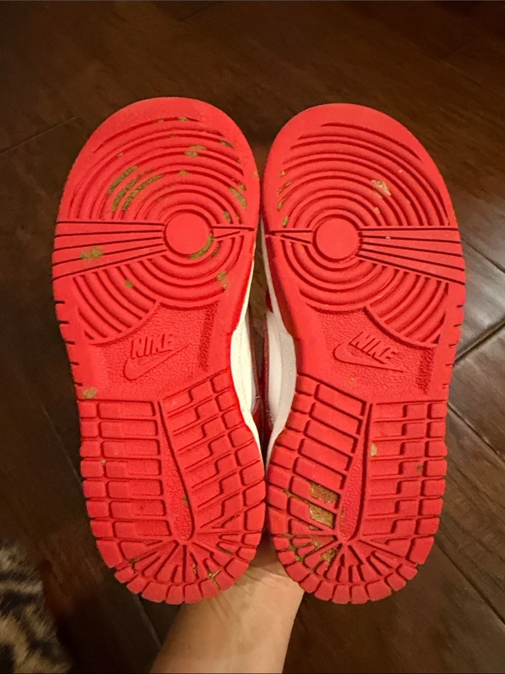 Nike Kids Red and White Low-Top Sneakers